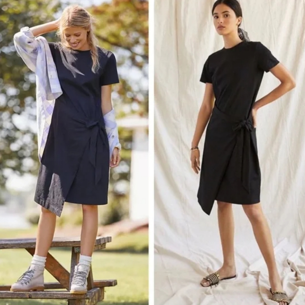 Dolan Anthropologie Blacked Draped Midi Dress with Side Tie